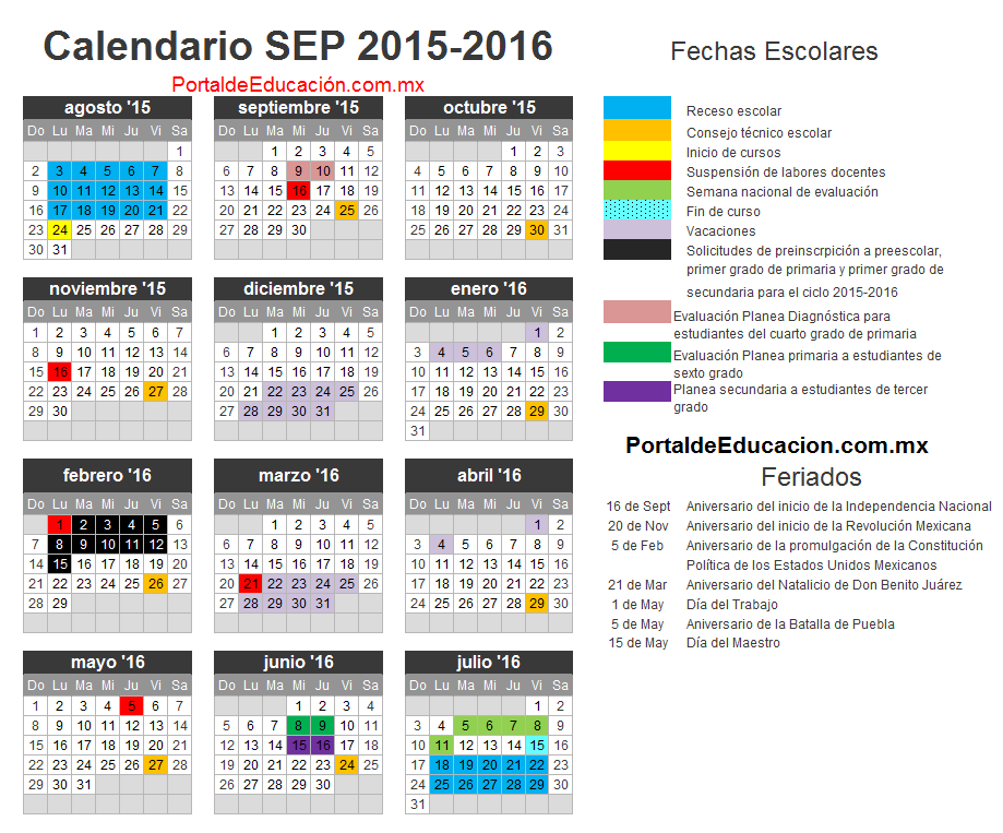 Calendario escolar 2015 - 2016